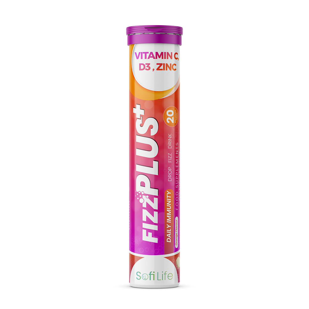 SofiLife Fizz Plus Vitamin C + Zinc + D3 – 20 Effervescent Tablets